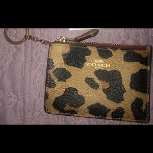 Coach cheetah/leopard print keychain wallet